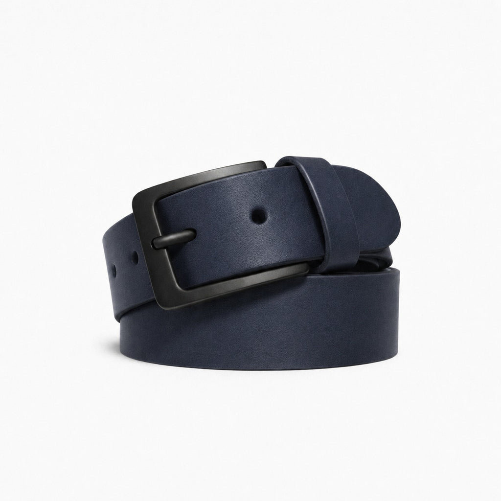 Correa Hebilla Negra – Cuero Azul Marino